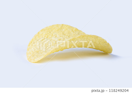 single potato chip with shadow. High quality photo single potato chip with shadow. High quality photo 118249204
