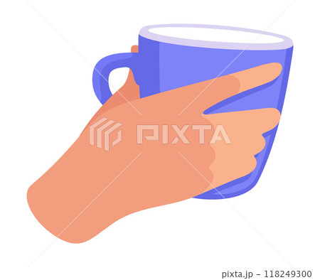 Hand Hold Ceramic Mug or Cup with Tea or Coffee Vector Illustration 118249300