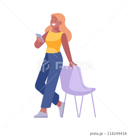 Woman Entrepreneur Character Standing with Smartphone Vector Illustration Woman Entrepreneur Character Standing with Smartphone Vector Illustration 118249416
