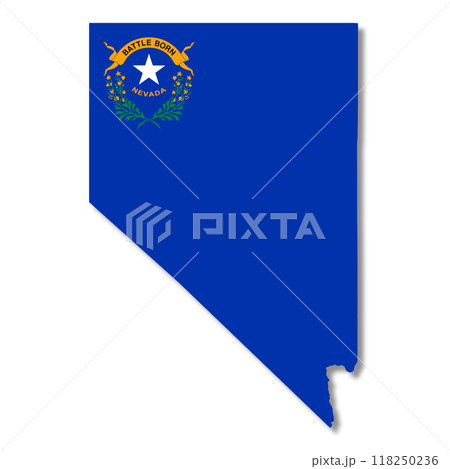 Nevada State Flag Map Illustration with clipping path 118250236