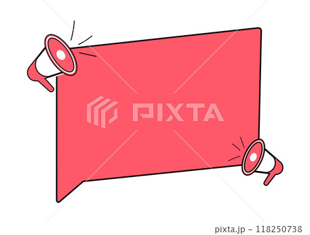 Speech messages on a laptop with a loudspeaker Speech messages on a laptop with a loudspeaker 118250738