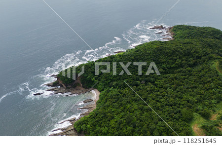 Green rock cliff coastline 118251645