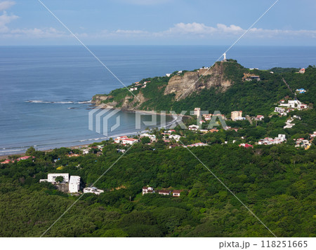 Panorama of San Juan Del Sur bay beach 118251665