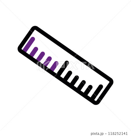 Ruler icon with purple markings and black outline Vector 118252141