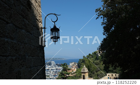 Beautiful forged lantern on the wall of the Monaco castle 118252220