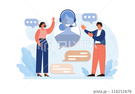 Virtual events. Online education, conference, exhibition, friends meeting, business video call. Communication through the Internet. Flat vector illustration 118252676