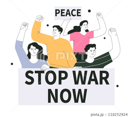 Anti-war protest. People on demonstration....のイラスト素材 [118252924] - PIXTA