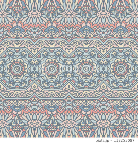 Geometric print abstract decorative vector seamless pattern. Ethnic boho textile 118253087