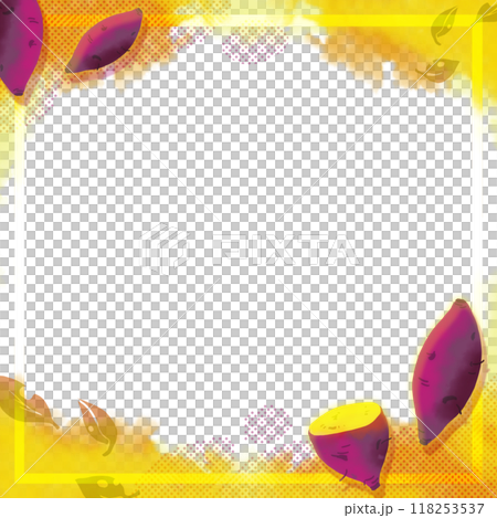 一個可愛的框架，上面有烤紅薯的簡單插圖 118253537