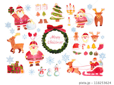 クリスマス水彩イラストセット クリスマス水彩イラストセット 118253624