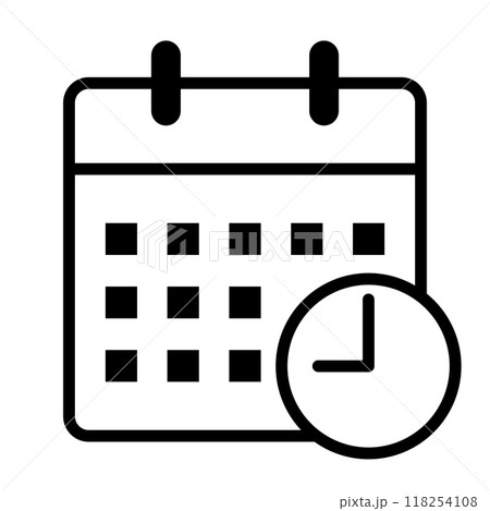 カレンダーアイコン(スケジュール時間)、線幅修正可能 カレンダーアイコン(スケジュール時間)、線幅修正可能 118254108