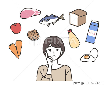 何を買うか考えている主婦のイラスト 何を買うか考えている主婦のイラスト 118254706