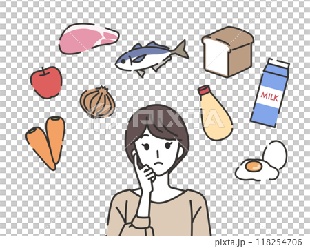 何を買うか考えている主婦のイラスト 何を買うか考えている主婦のイラスト 118254706