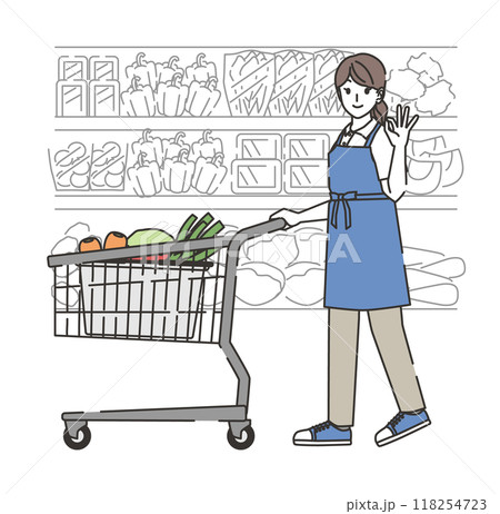 OKサインを出す買い物代行をする女性 OKサインを出す買い物代行をする女性 118254723