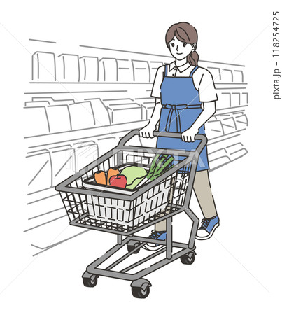 買い物代行をする女性のイラスト 118254725