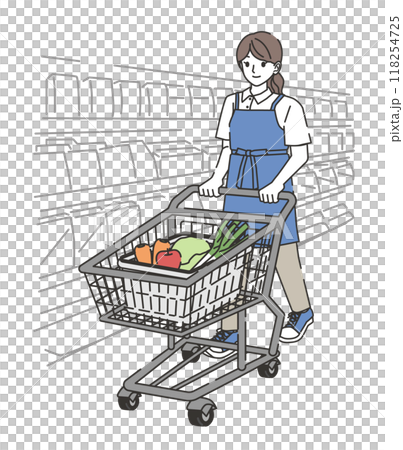 一名婦女購物的插圖 118254725