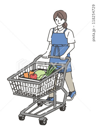 買い物代行をする女性のイラスト 買い物代行をする女性のイラスト 118254729