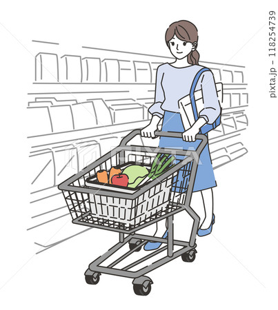 買い物をする女性のイラスト 118254739