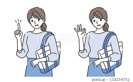 指差しポーズの女性とOKポーズの女性 指差しポーズの女性とOKポーズの女性 118254752
