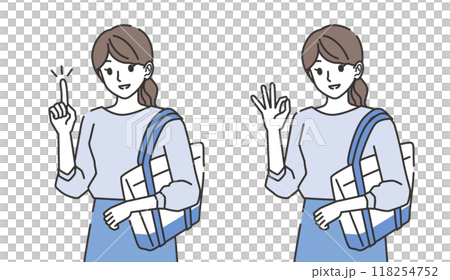 指差しポーズの女性とOKポーズの女性 指差しポーズの女性とOKポーズの女性 118254752