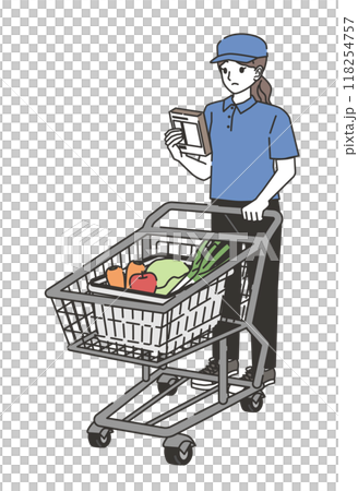 一名擔任代購的女性，一邊購物一邊檢查商品 118254757