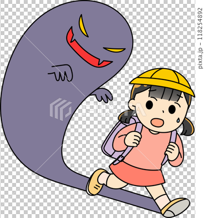 Girl being chased by a scary shadow Girl being chased by a scary shadow 118254892