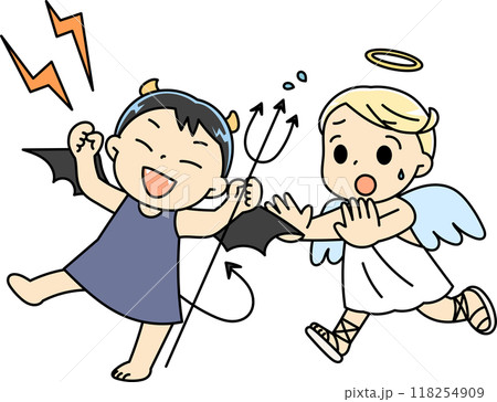 暴れる悪魔を止める天使 118254909