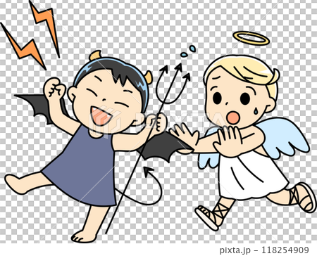 暴れる悪魔を止める天使 118254909