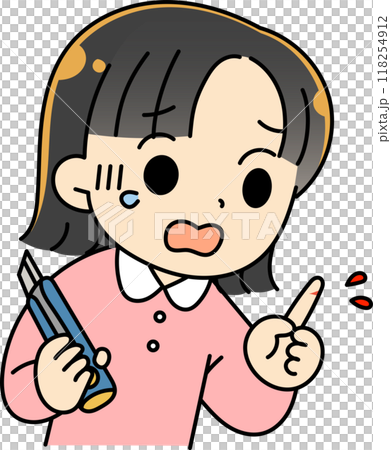 指をカッターで切った女の子 118254912