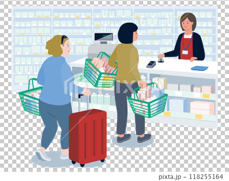 ドラッグストアで爆買いをするインバウンド旅行者 118255164