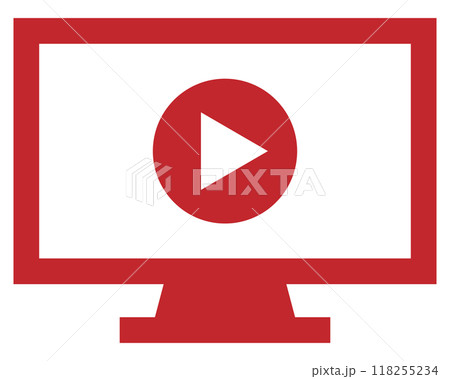 動画再生のアイコン 赤 118255234