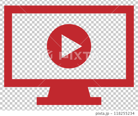 動画再生のアイコン 赤 118255234