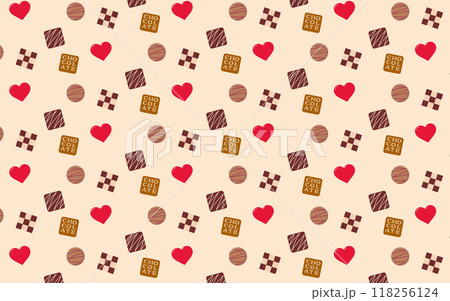 チョコレートイラストの背景素材セット 118256124