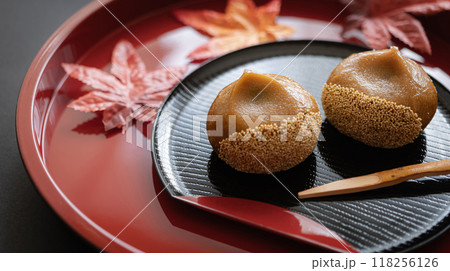 秋の食べ物　栗のスイーツ　和菓子 118256126