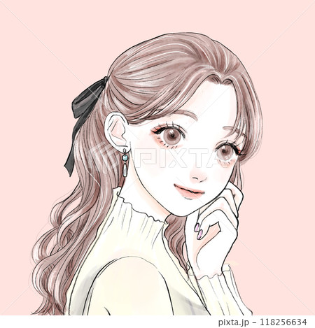 首をかしげる女性 118256634