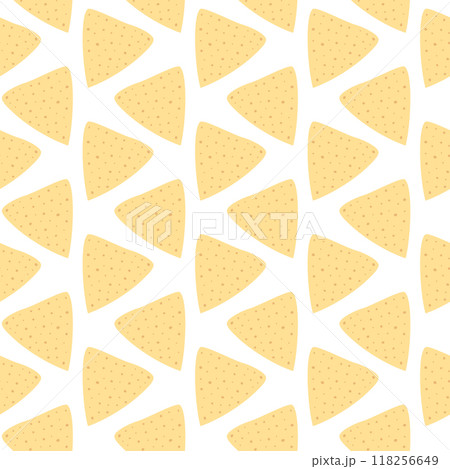 Tortilla chips nachos Seamless pattern in trendy soft shades. Isolated decorative background Texture Tortilla chips nachos Seamless pattern in trendy soft shades. Isolated decorative background Texture 118256649