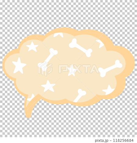 Illustration of Halloween text bubble with bone and star pattern on orange background for decoration, text, message, speech, chatting, dialogue, cartoon, comic, masking tape, sticker, print, campaign 118256684