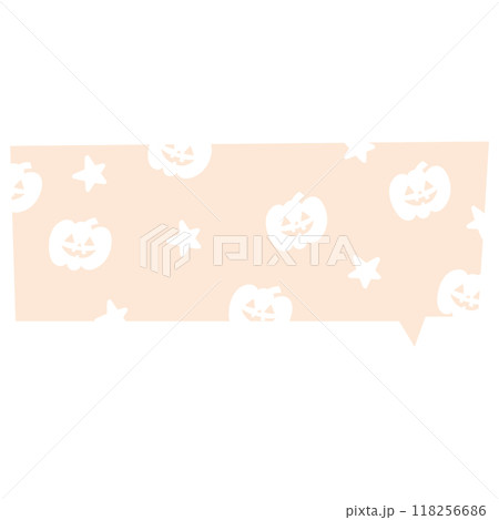 Illustration of Halloween text bubble with pumpkin pattern on orange background for decoration, text, message, speech, chatting, dialogue, cartoon, comic, masking tape, sticker, print, campaign badge 118256686