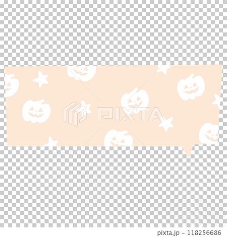 Illustration of Halloween text bubble with pumpkin pattern on orange background for decoration, text, message, speech, chatting, dialogue, cartoon, comic, masking tape, sticker, print, campaign badge 118256686