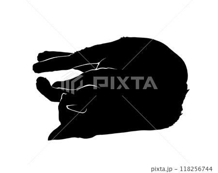 寝転ぶ猫のシルエットイラスト 寝転ぶ猫のシルエットイラスト 118256744