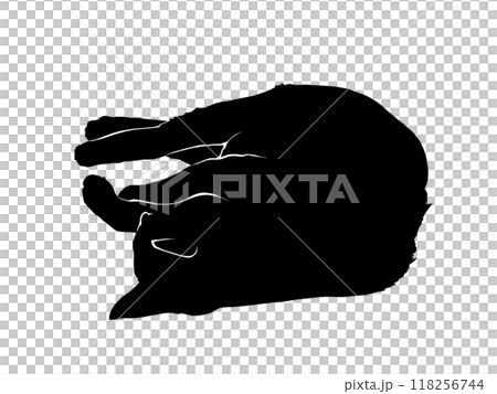 寝転ぶ猫のシルエットイラスト 寝転ぶ猫のシルエットイラスト 118256744