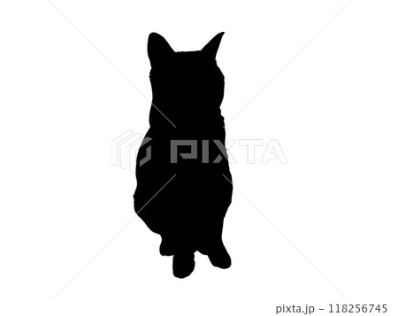 斜め前を向いて座る猫のシルエットイラスト 118256745