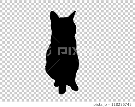 斜め前を向いて座る猫のシルエットイラスト 118256745