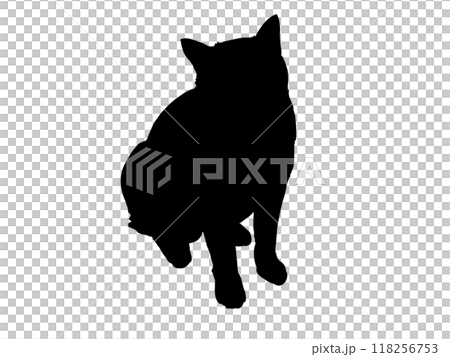 前を向いて座る猫のシルエットイラスト 前を向いて座る猫のシルエットイラスト 118256753