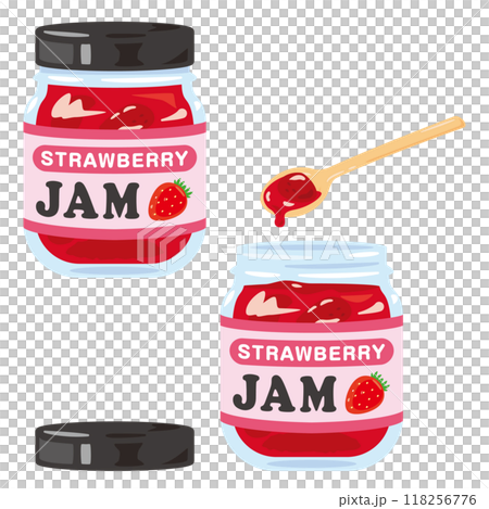 瓶詰めされた苺ジャムセット 瓶詰めされた苺ジャムセット 118256776