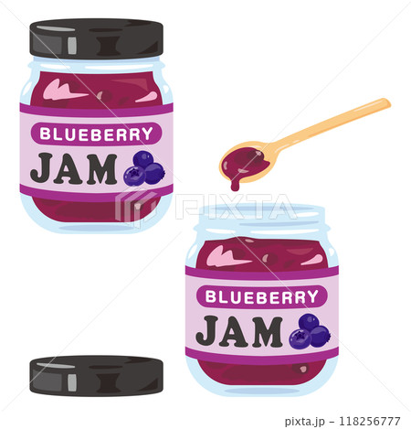 瓶詰めされたブルーベリージャムセット 118256777