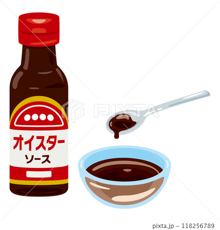ボトル入りのオイスターソースと小鉢に入ったオイスターソース 118256789