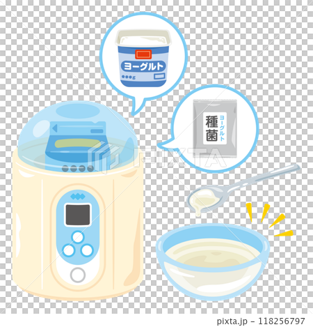 牛乳パックがセットされたヨーグルトメーカー 118256797
