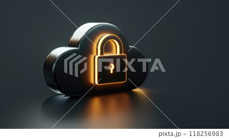A lock is on a cloud, which is a symbol of security 118256983