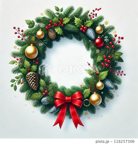可愛いクリスマスリースのイラスト 118257306
